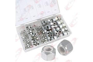 PROFESIONAL 150pc Nylon Insert Lock Nut Assortment 6 Sizes Steel Zinc Plated